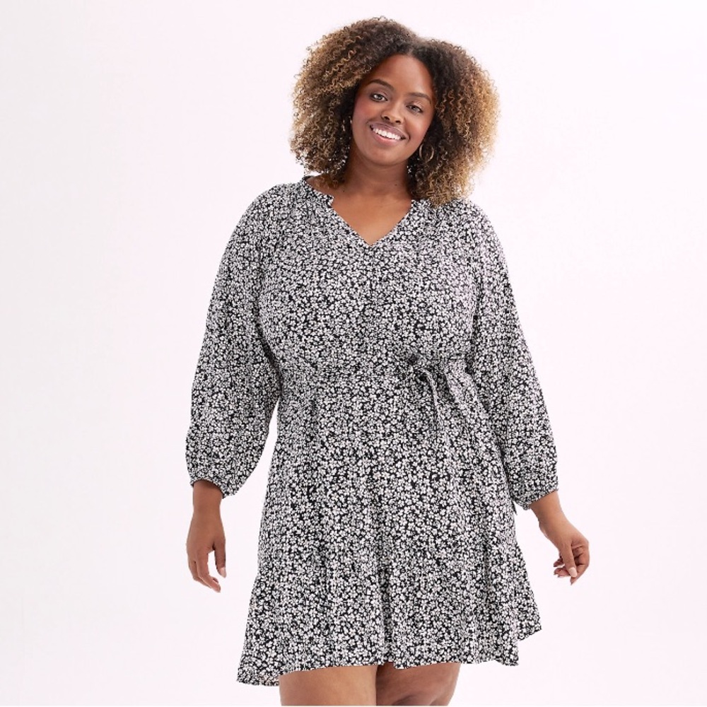 Sonoma Plus Size Dress Split Neck Ruffled Dress NWT